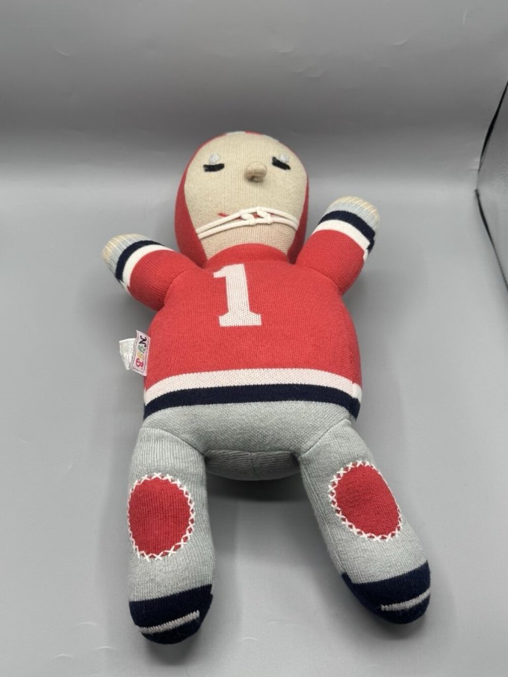 Not Your Grandma's Blanket NYGB Football Player Baby Plush Pillow 19” Knit Rare